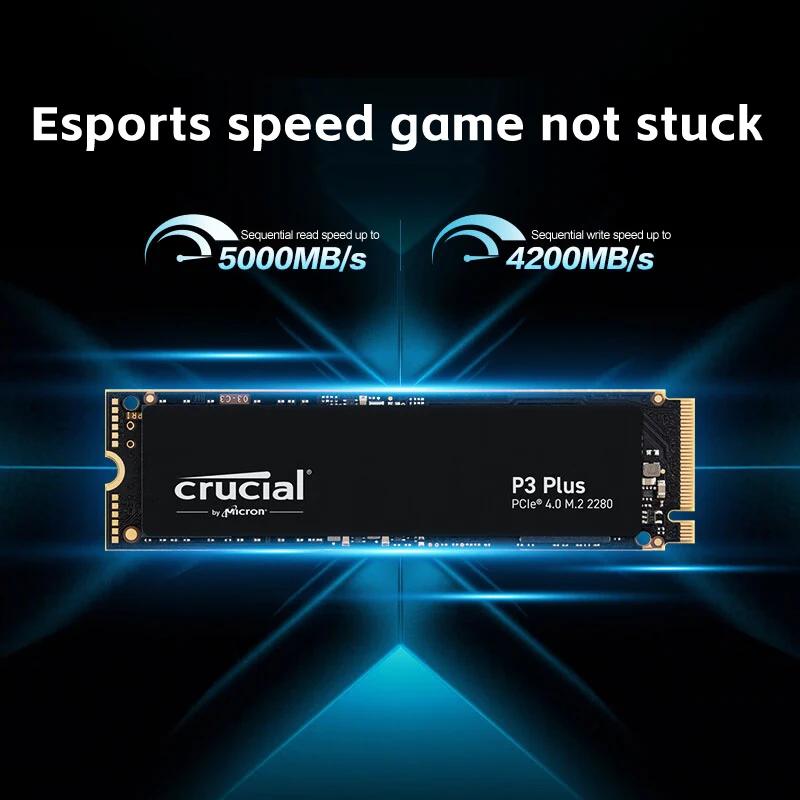 Crucial P3 Plus 1TB PCIe Gen4x4 3D NAND NVMe M.2 SSD, 500GB 1TB 2TB, ִ 5000 MB/s(OEM Ű)